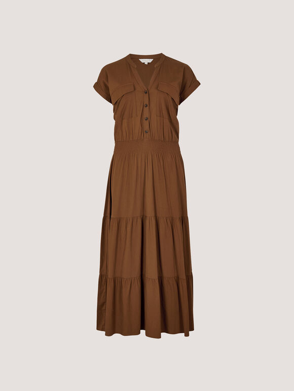 Tiered Utility Midaxi Dress, Rust, large