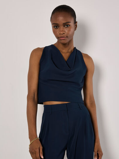 Sleeveless Cowl Neck Crop Top