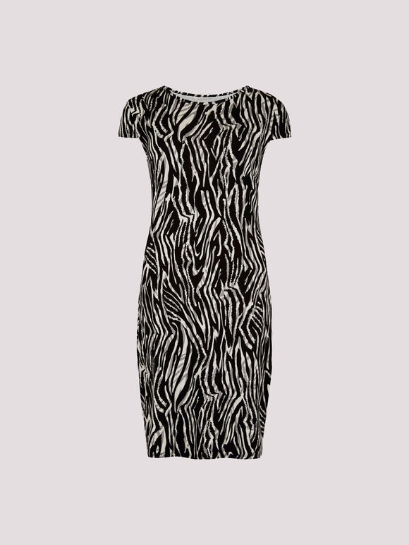 Abstract Stripe Fitted Mini Dress, Grey, large