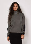 Stripe And Patch Cowl Neck Jumper, Black, large