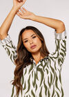Zebra Oversized Shirt Mini Dress, Khaki, large