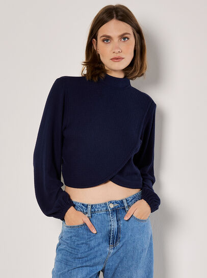Waffle Knit Wrap Top