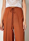 Linen Blend Wrap Wide-Leg Trousers, Rust, large