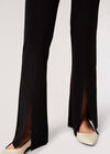 Jersey Crepe Split Hem Trousers, Black, large