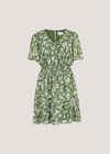 Watercolour Rose Tiered Mini Dress, Green, large