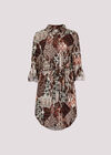 Patchwork Ikat Shirt Mini Dress, Burgundy, large
