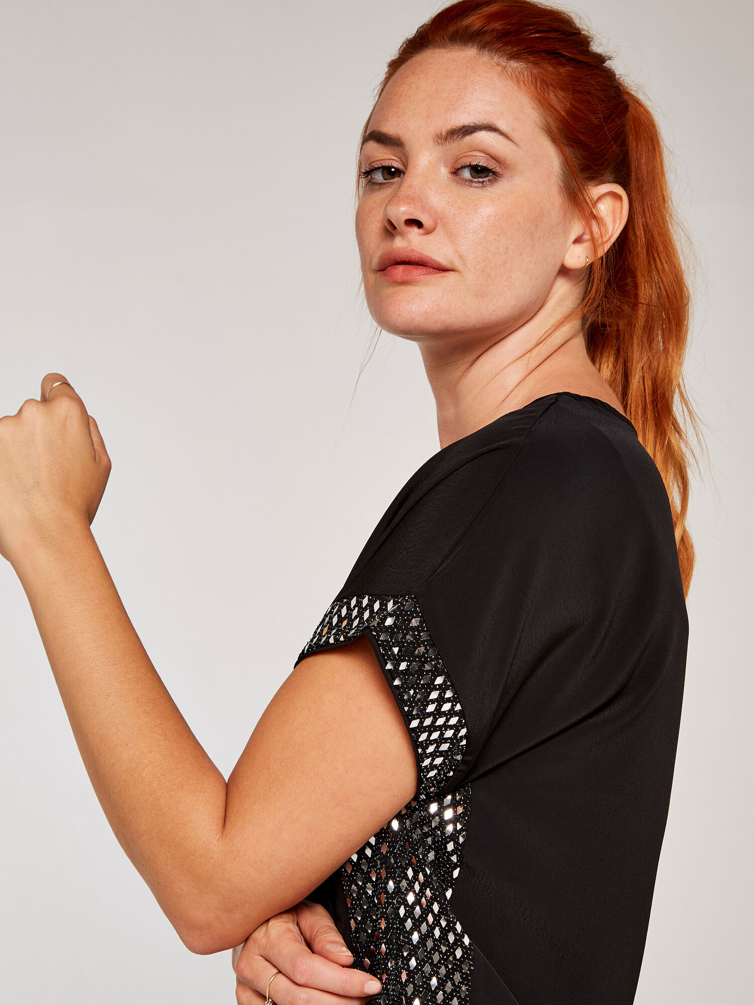 Diamond Sequin Top Apricot Clothing