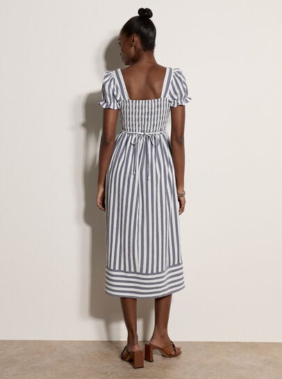 Stripe Milkmaid Midaxi Dress