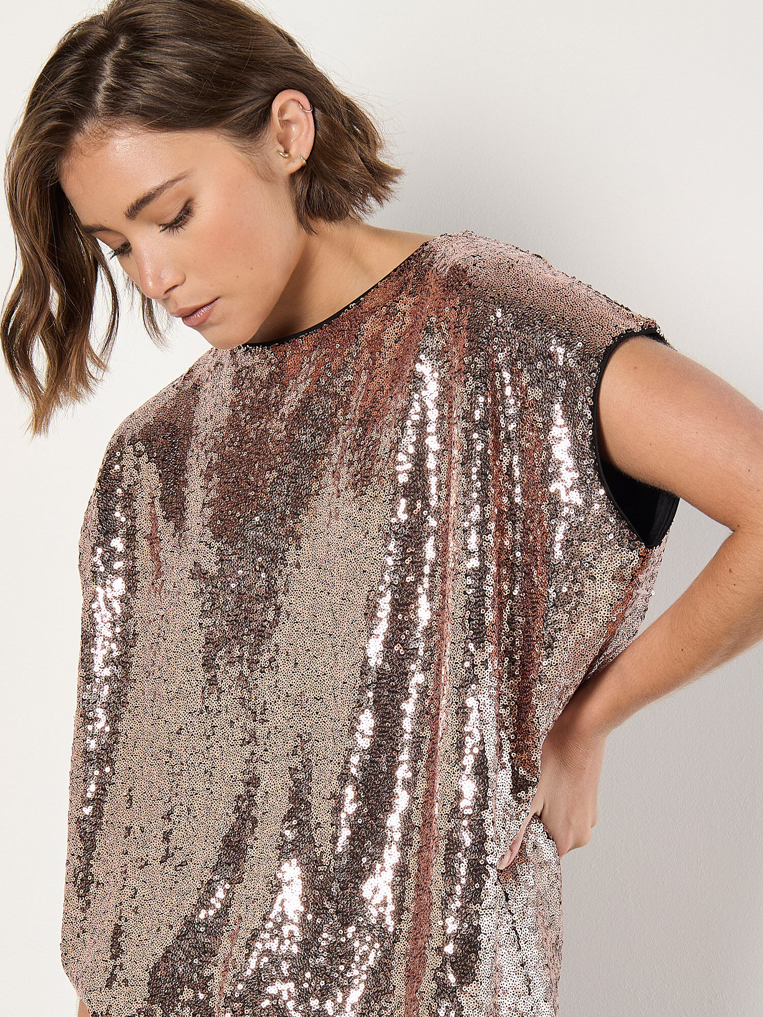 Oversized sequin top top
