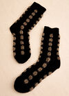 Floral Daisy Socks, Black, large