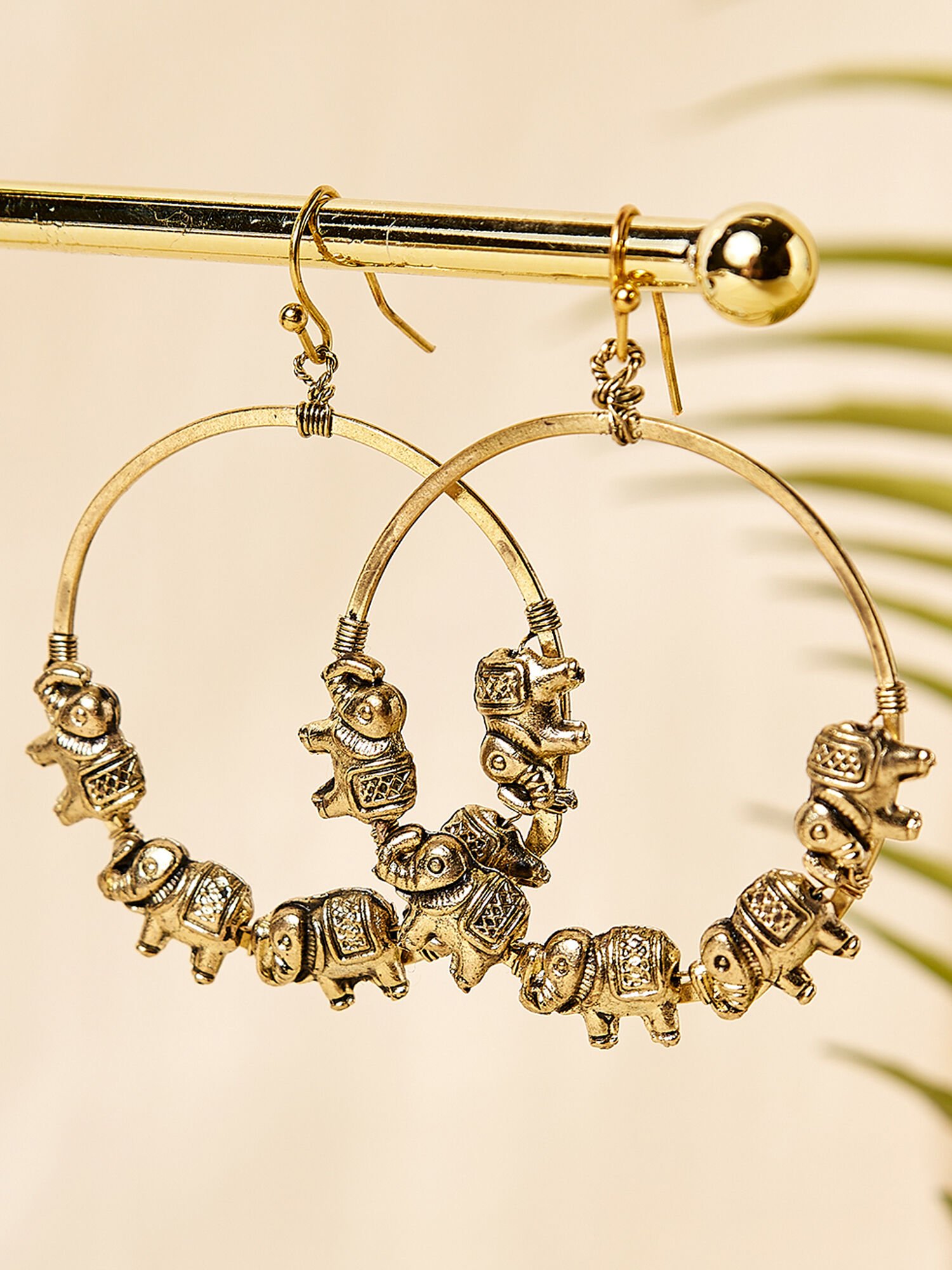 Gold elephant hoop earrings cheap