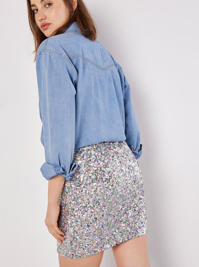 Sequin Pencil Mini Skirt