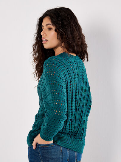 Vertical Pointelle Knit Jumper