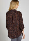 Zebra Print Open Neck Shirt, Rust, large