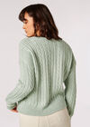 Cable Knit Cricket Jumper, Mint, large