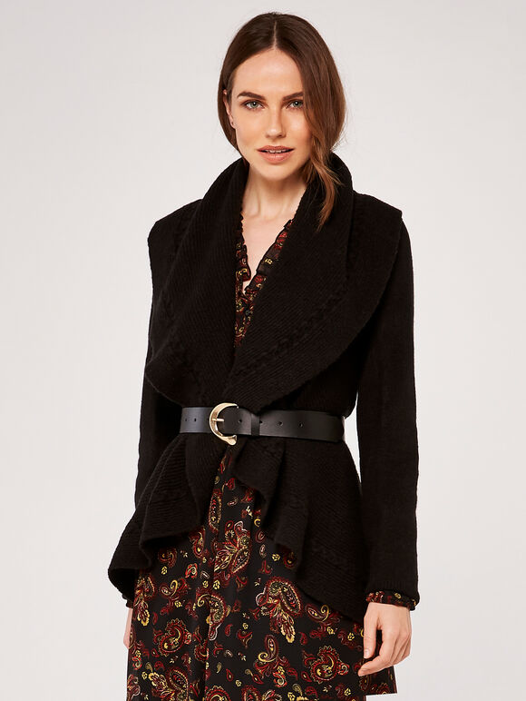 Waterfall Cardigan, Black, large