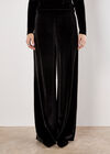 Wide Leg Velvet Trousers, Black, large