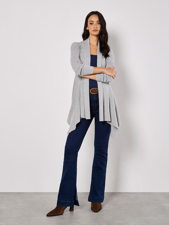 Chevron Waterfall Cardigan, Grey, large