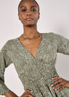 Metallic Dobby Paisley Mini Dress, Khaki, large