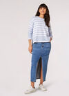 Split Hem Stripe Knitted Jumper, Blue, large