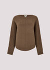 Cable Stripe Batwing Jumper, Brown, large
