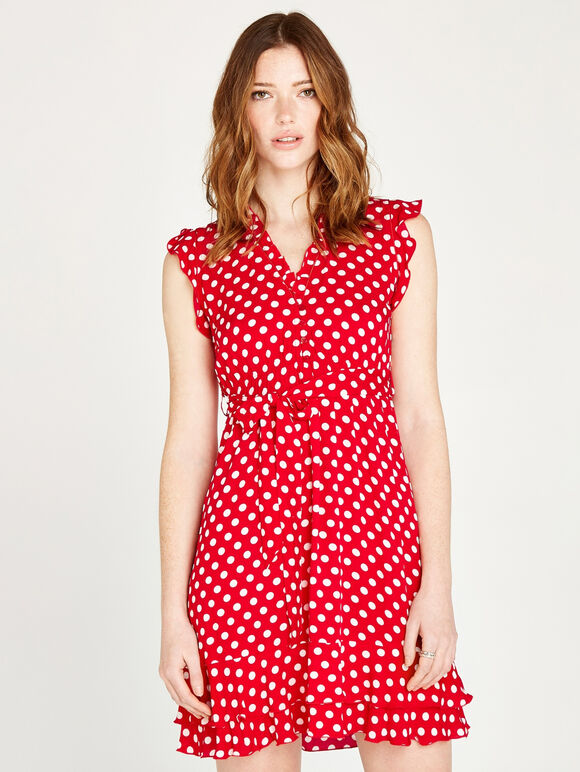 Polkadot Ditsy Dress, Red, large