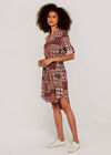 Patchwork Shirt Mini Dress, Burgundy, large