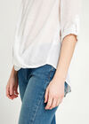 Drape Cross Over Long Sleeve Shirt, Cream, large