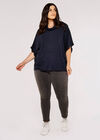 Curve Roll Neck Cape, Navy, large