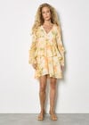 Floral Chiffon Ruffle Mini Dress, Yellow, large