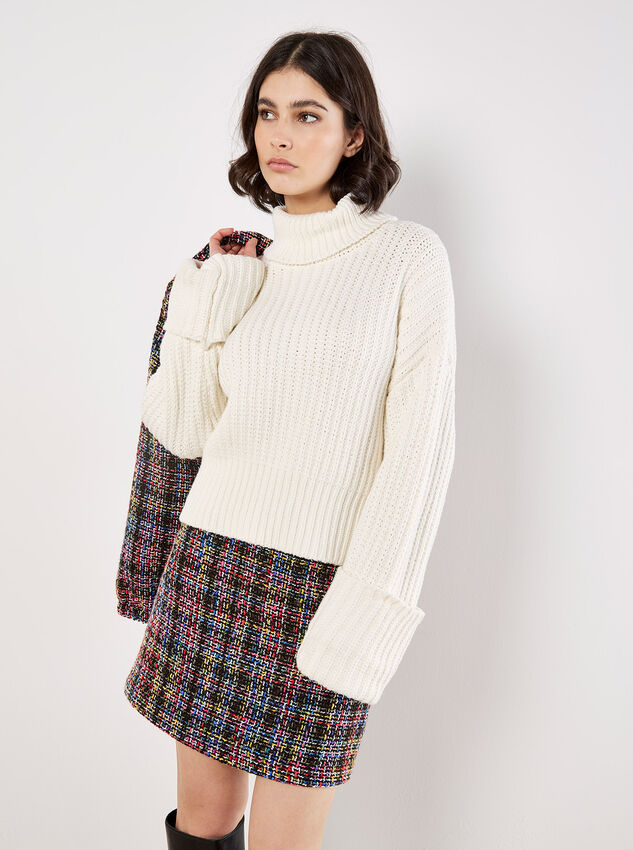 Multicoloured Tweed Mini Skirt, Black, large