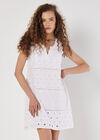 Cotton Broderie Shift Mini Dress, White, large