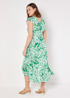 Tropical Leaf Ruffle Wrap Midi Dress, Cream, large