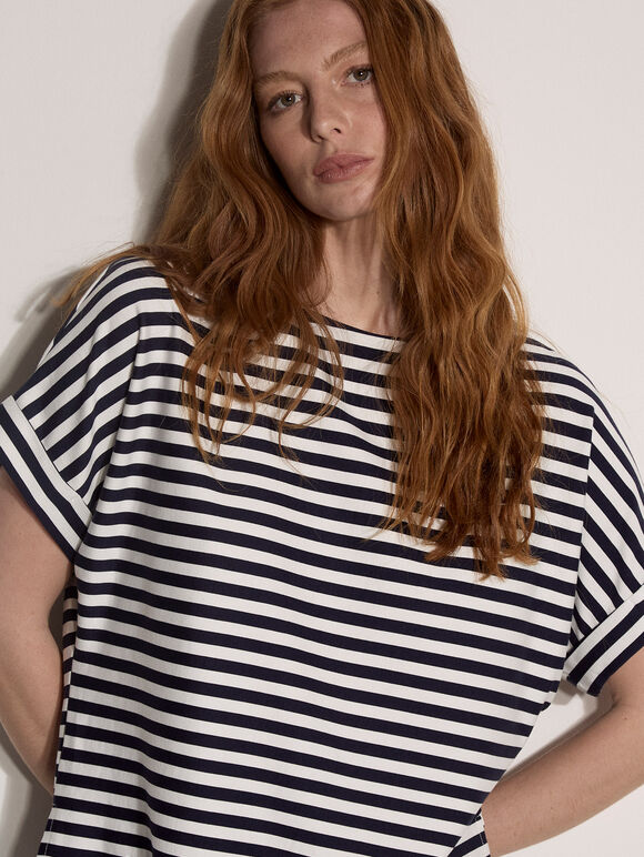 Soft Jersey Stripe T-Shirt, Navy, large