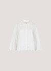 Applique Flowers Cropped Shirt, White, large