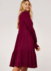 Tiered Long Sleeve Dress, Burgundy, large