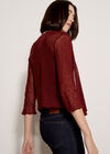 Lightweight Sheer Knitted Shrug, Burgundy, large