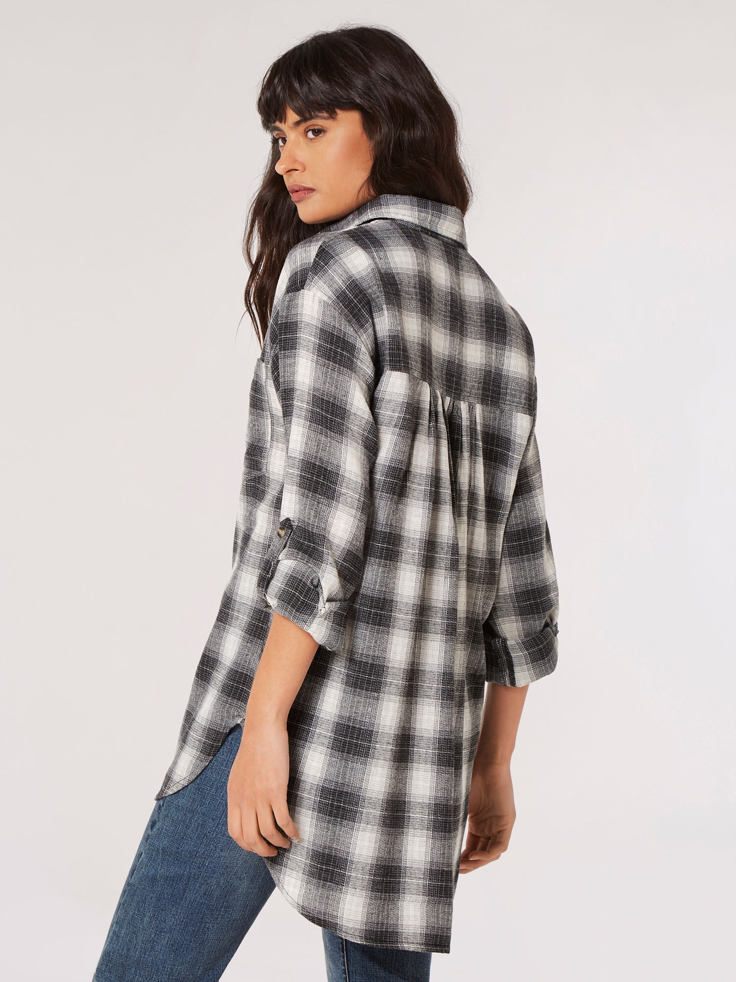 Cotton Blend Oversized Check Shirt | Apricot Clothing