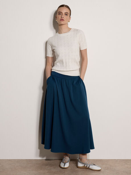 Pointelle Hearts Knitted T-Shirt