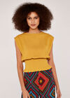 Shirred Waist Crop Top, Mustard, large
