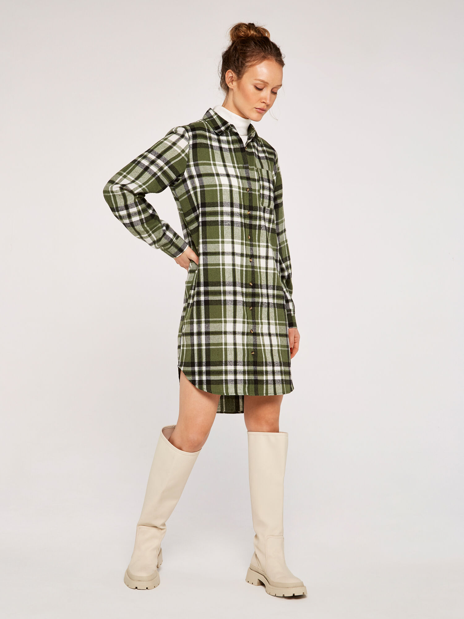 checkerboard shirt dress