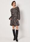 Mixed Animal Print Shift Mini Dress, Grey, large