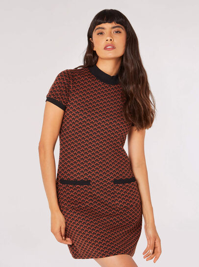 Chevron Jacquard Knit Mini Dress