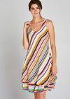 Cream Striped Double Layer Dress, Cream, large
