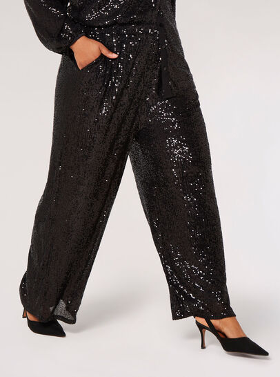 Curve Sequin Palazzo Trousers