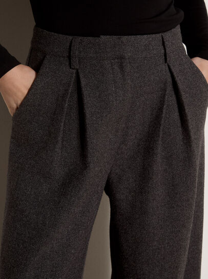 Wide-Leg Woven Tailored Trousers