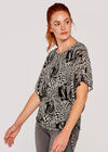 Psychedelic Tie Side Batwing Top, Black, large