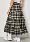 Plaid Tiered Boohoo Skirt, Black, large
