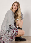 Floral Border Jersey Knit Mini Dress, Silver, large