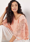 Floral Broderie Batwing Top, Coral, large